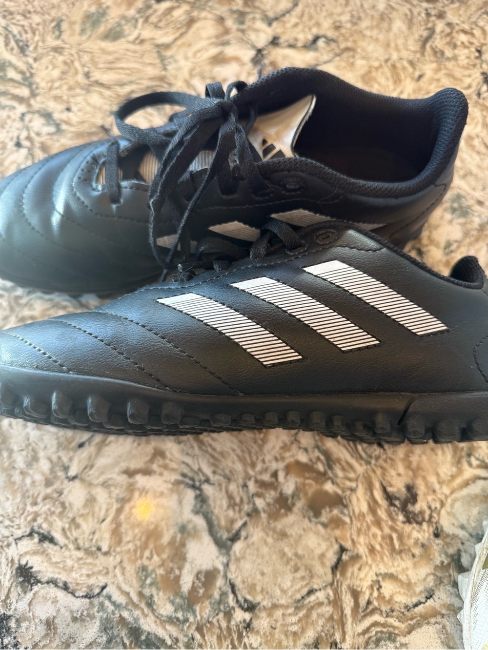 adidas Kids Black Sneakers with White Three-Stripes